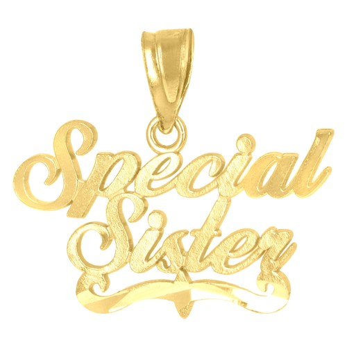 10kt Yellow Gold Diamond-Cut Womens Special Sister Letters & Words Charm Pendant