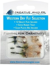 Creative Angler Western Dry Fly Selection 12 Trout Flies Assortment w/Fly Box