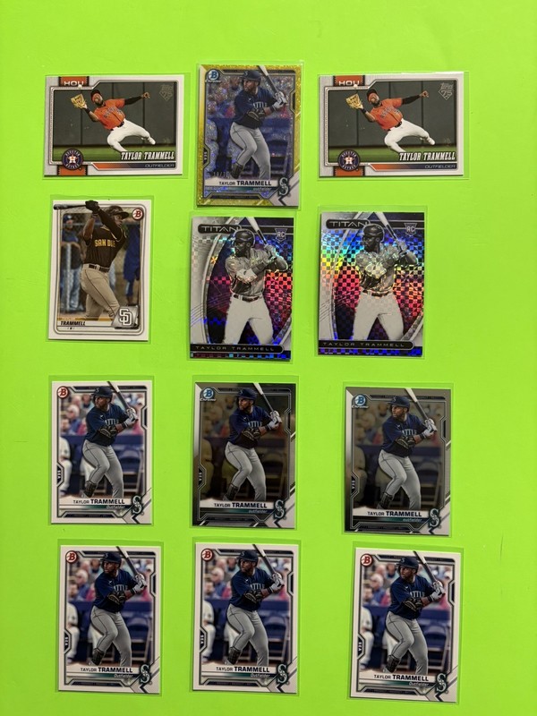 Taylor Trammell 2021 Bowman Chrome 16/75 Refractor Prospects Rookies 12 Cards
