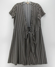 Brooks Brothers Dress Women Large Black Red Fleece A-Line Airplane AOP Tie Front