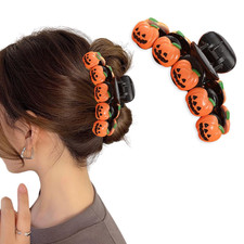 Halloween Hair Clips Pumpkin Hair Claw Clip for Thick Hair for Women 5D Stereosc