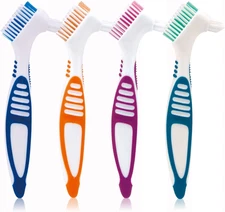 Denture Brush, 4 Pieces Small Toothbrush for Dentures, Multi-Layered...