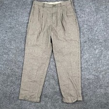 Vintage Tommy Hilfiger Dress Pants Mens 33x30 Brown Houndstooth Pleated Classic 