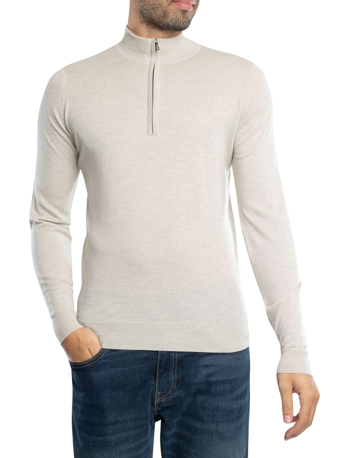 Мужской трикотаж на молнии John Smedley, бежевый