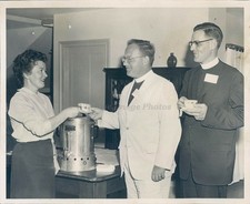 1957 Photo Constance Riley Cambridge Tea Reverend Donald Gardner Business Men