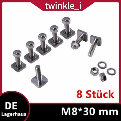 8 STK M8-30mm T-Nut Adapter, T-Nutensteine Dachträger Dachbox, Edelstahl T-Nut