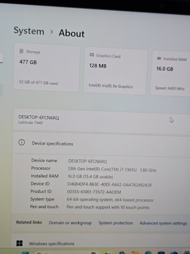 Dell Latitude 7440 14" 2-in-1 Touch, Core i7-1365U 16GB RAM 512GB SSD ProSupport - Foto 13 di 17
