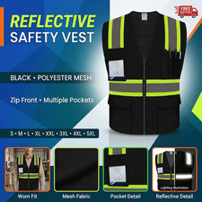 High Visibility Safety Vest Reflective Mesh Construction Work Surveyor ANSI
