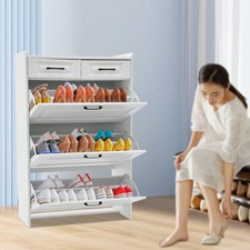 Slim White Switch Schuhschrank mit 3 großen Flip-Flop-Schubladen Billig24