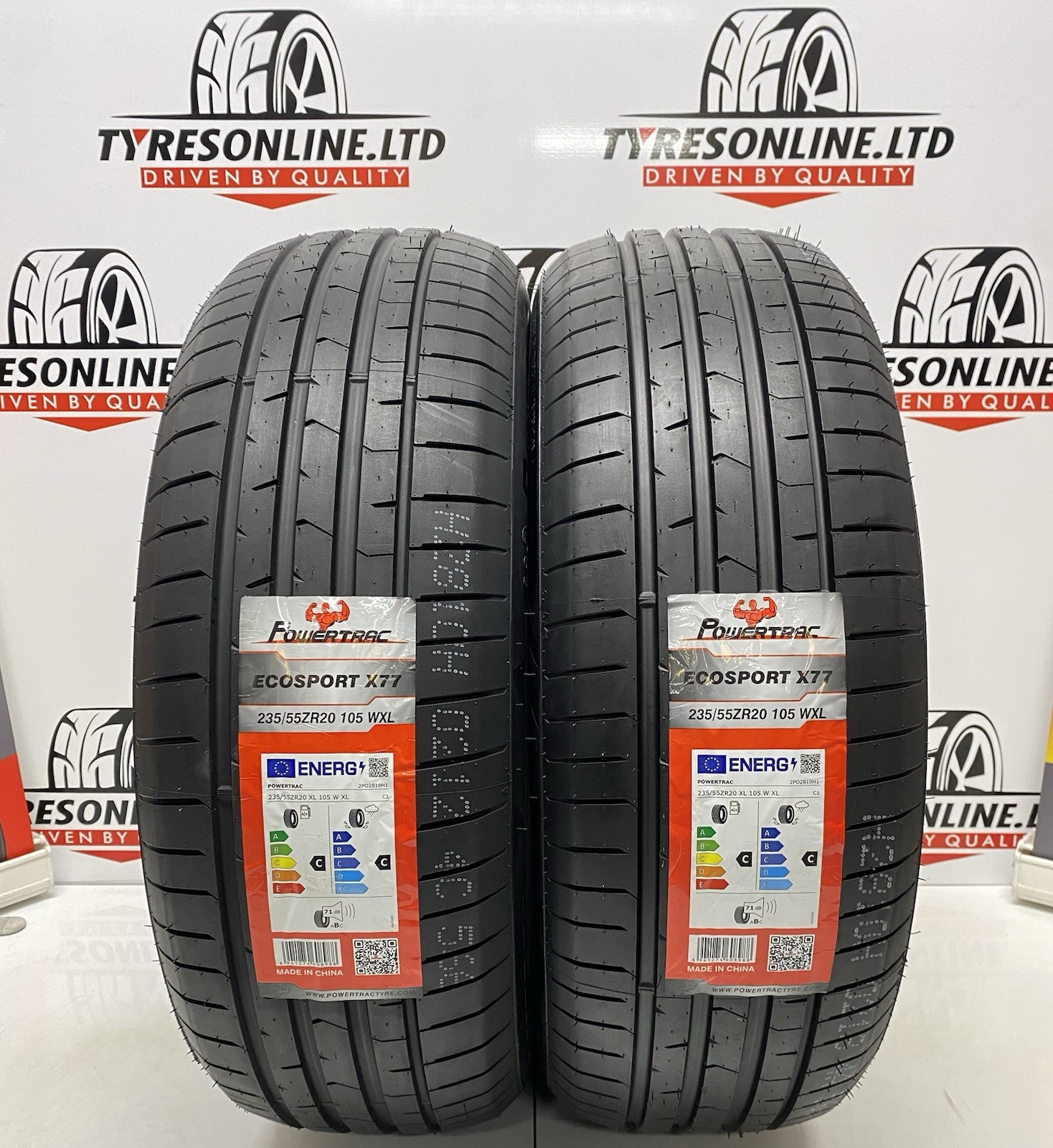 2 X 235 55 20 POWERTRAC 105W XL EXTRA LOAD 235/55R20 BRAND NEW M+S TYRES 2355520