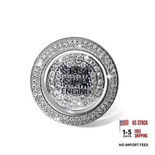 Bling Crysta Car Engine Start Stop Ring Stickers, Sparkling 2 PCS White