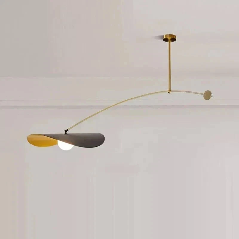 Lampadario moderno metà secolo plafoniera ottone nero stile mirna minimalista - Immagine 2 di 4