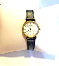 Longines Watch Presence Quartz Gold Tone Ladies Swiss Black Strap