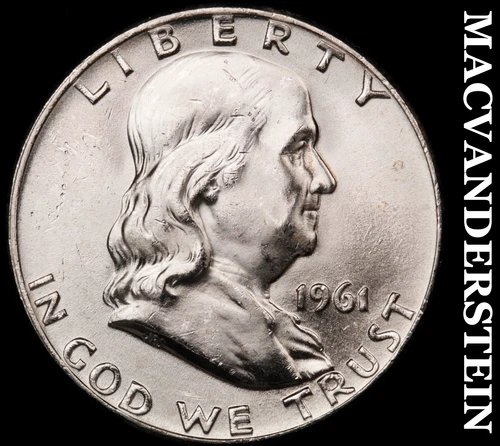 1961-D Silver Franklin Half Dollar - Choice Gem Brilliant Unc++++  #i1860
