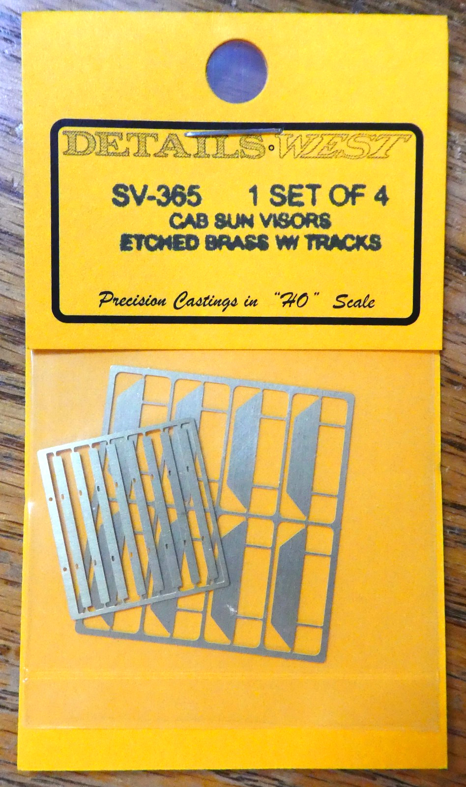 Details West HO #365 Cab Sun Visors Etched Brass w/Tracks (Set of 4)