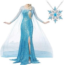 Snow Queen Princess Dress for Women adult Fancy Party Dress Up Halloween Cosplay