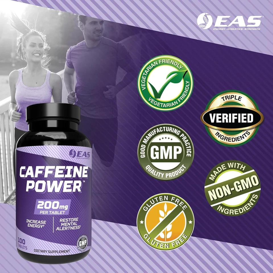 EAS Caffeine Power 200mg | Suplemento de comprimidos | 100 unidades (pacote com 1)  - Imagem 4 de 4