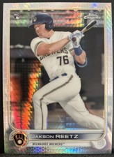 JAKSON REETZ 2022 Topps Chrome Baseball RC #157 PRISM REFRACTOR ROOKIE CARD. rookie card picture