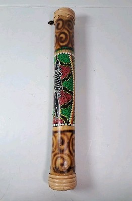 Bamboo Handmade Antigua Dot Painted Lizard Bamboo Rain Shaker