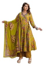 Women Printed Pakistani Anarkali Kurta and Pant Set with Dupatta