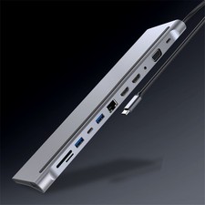 12 In 1 Type-C HUB USB3.0 USB2.0 2x VGA RJ45 USB-C 3.5mm Adapters Supplies