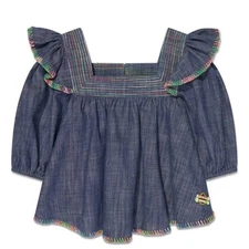 Zimmermann Girls Alight Ruffled Denim Top
