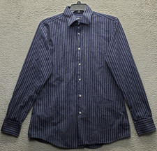 HUGO BOSS Dress Shirt Men 16 Multi Striped Formal Slim-Fit Long Sleeve Button-Up