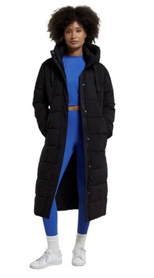Active People Parka Puffer Long Black Jacket Womens UK 16 US 12 -Fits Like XL