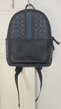 Coach Thompson Backpack Navy Black- Signature Jacquard - Varsity Stripe - C5389 
