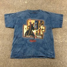VINTAGE Star Wars Shirt Youth Boy L Blue Darth Maul Obi Wan Kenobi Episode 1 Y2K