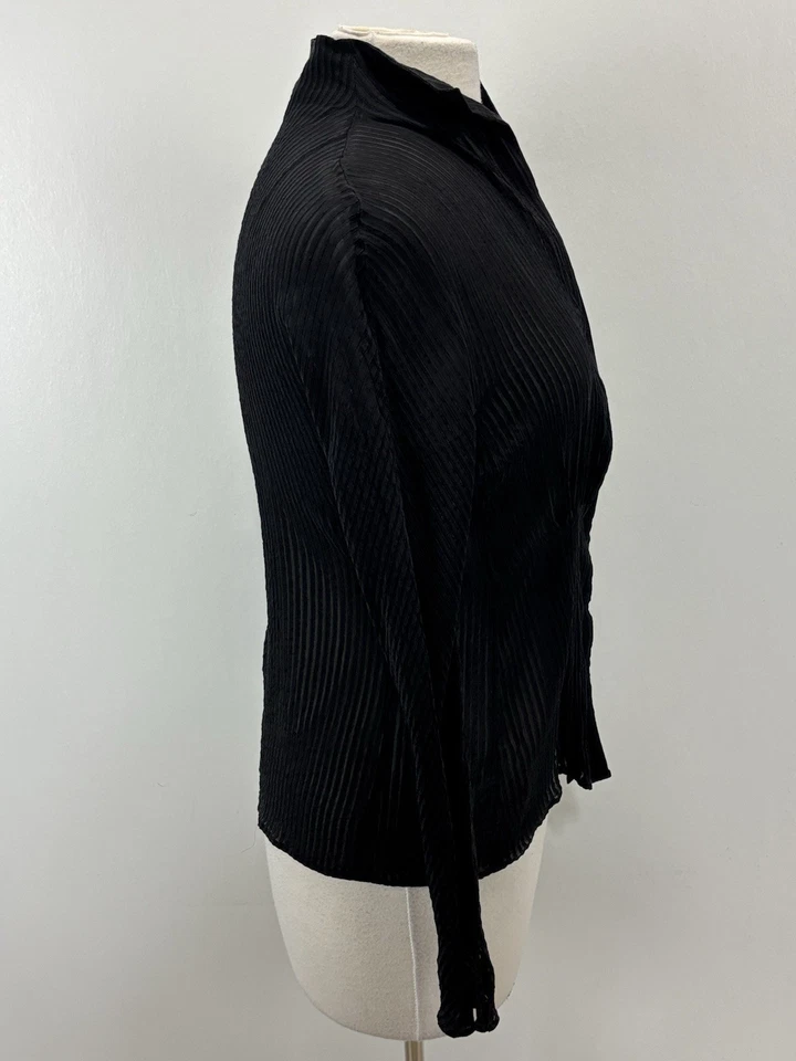 Блузка Akris 100% шелк черная топ полупрозрачная ребристая готическая ведьминская 34 дюйма бюст фея - Изображение 4 из 4