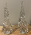 2 Vintage Clear Art Glass Perfume Bottles with Stoppers Good Condition — photo 1