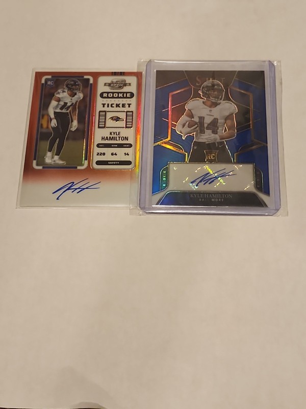 Two Kyle Hamilton Rookie Cards *One Numbered Of 75 And One Of 149 Both Autograph