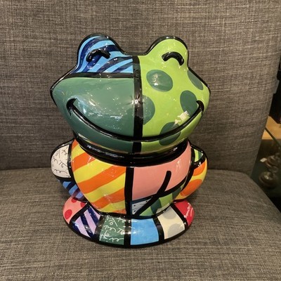 ROMERO BRITTO Frog 9'' Ceramic Cookie Jar Neo-Pop Sculpture Figurine RETIRED 