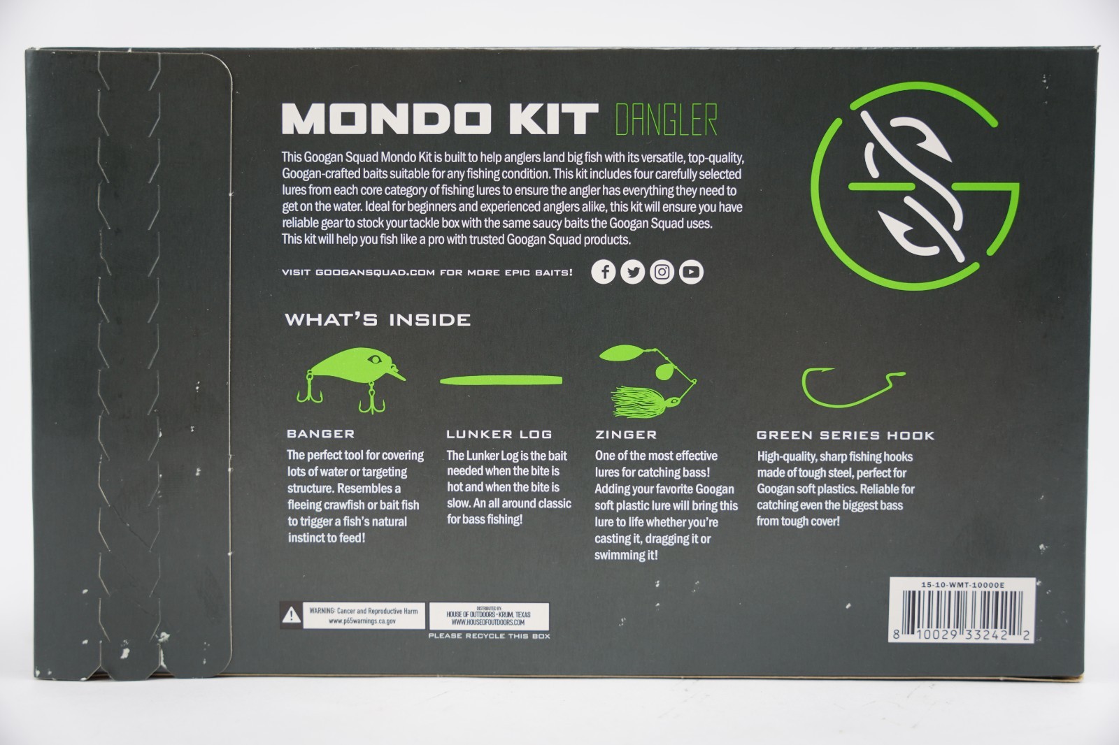 New Sealed Box Googan Squad Mondo Dangler Fishing Kit Bass Banger Zinger Lunker