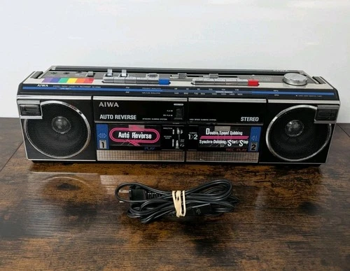 Aiwa CS-W660 Rare Vintage Dual Cassette Deck Boombox And Power Cord