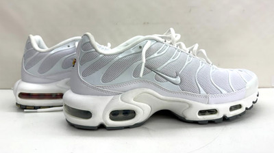 Nike Air Max Plus TN Men's Running Shoes Triple White Metallic, Size 10 (FLOOR)