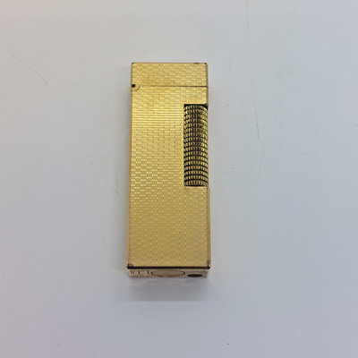 Vintage Dunhill Rollagas Basket Pattern Gold Plated Lighter Patent no. RE24163 