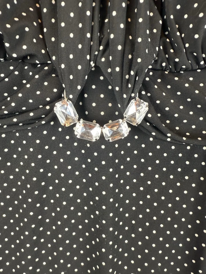 Halter de lunares vintage Y2K My Michelle con forro con dobladillo de tul talla M años 90 graduación Foto 2 de 4