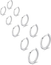 316L Surgical Stainless Steel Small Gold Silver Hoop Earrings for Women Men,Hypo
