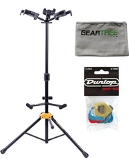 Hercules GS432BPlus Universal AutoGrip Tri Guitar Stand with Foldable Backrest w