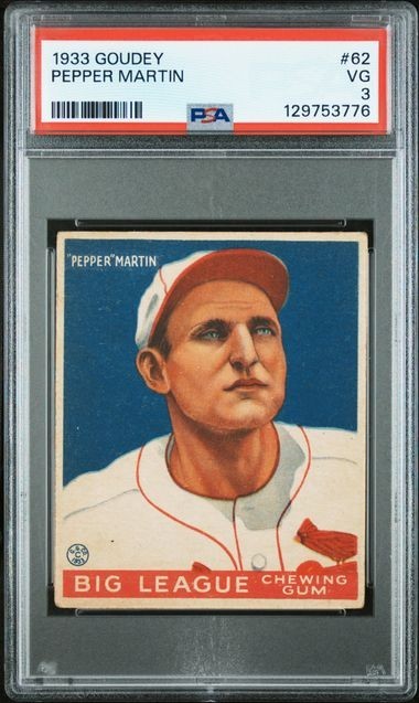 1933 Goudey #62 Pepper Martin PSA 3 VG