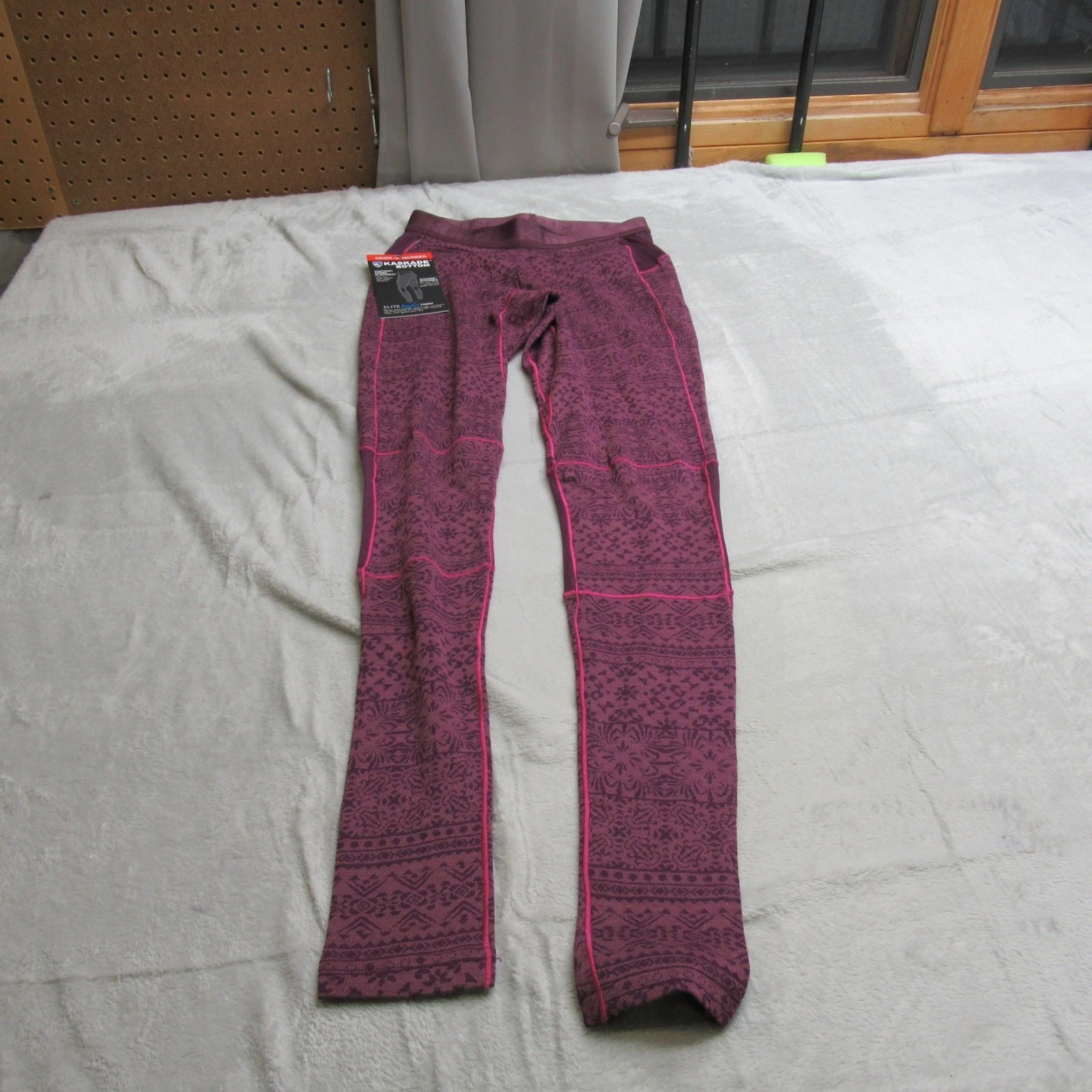 KUHL Kaskade Bottoms Women XS Purple Fair Isle Base Layer Leggings Tight NEW
