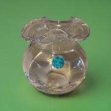 Tiffany & Co Devon Optic Crystal Vase Ruffled Rim 3.5” H Made In England.