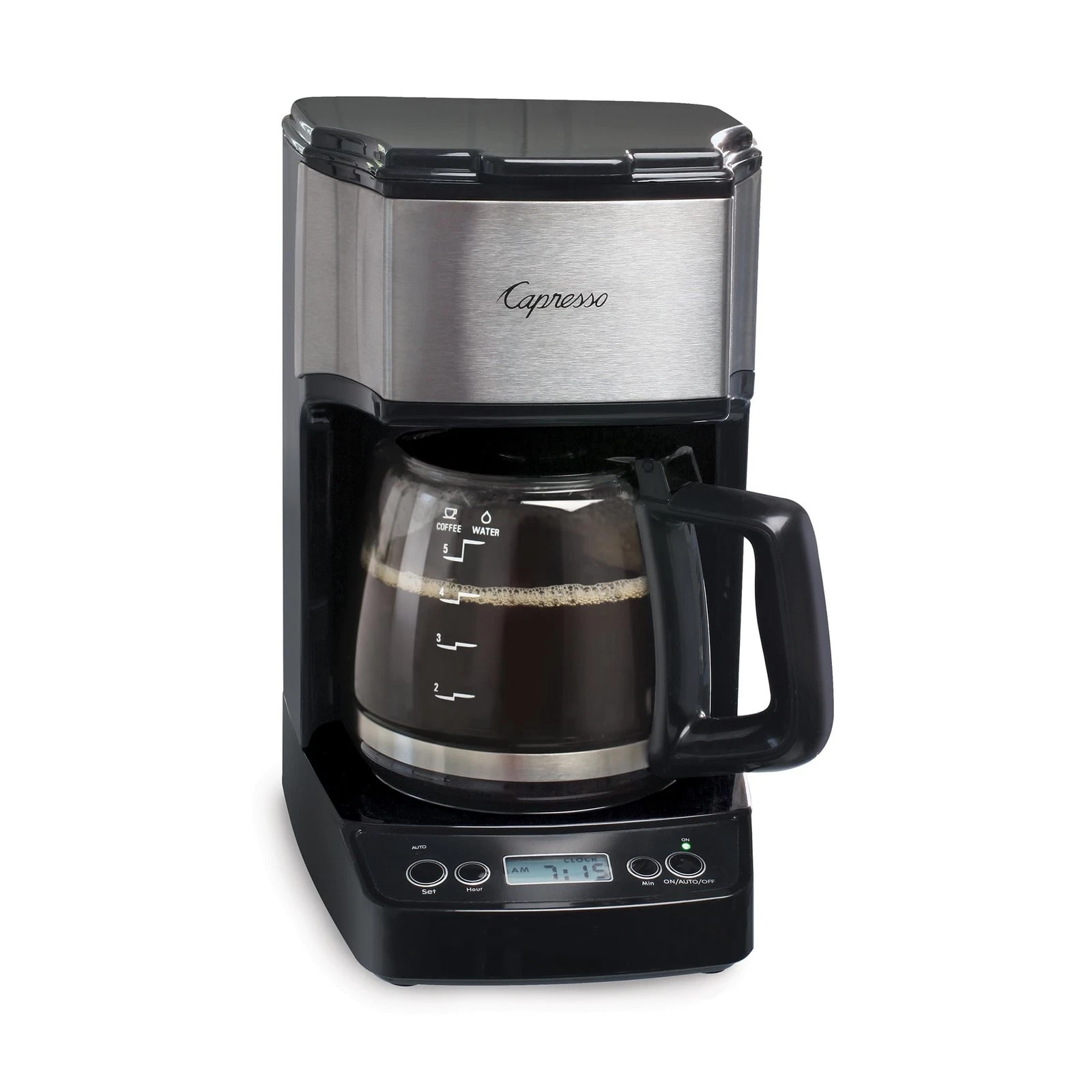 5-Cup Mini Drip Coffee Maker, Black and Stainless Steel