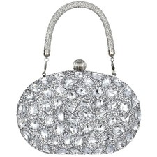 Sparkling Rhinestone Evening Bag for Women, Elegant Clutch and Crossbody Purs...