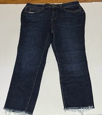 Judy Blue Skinny Fit Denim Capri Size 15/32 32x23 Cut Off Fringe STRETCH