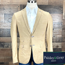 Paisley & Gray Sport Coat Blazer Mens 38R Slim Fit Tan Suit Jacket Casual