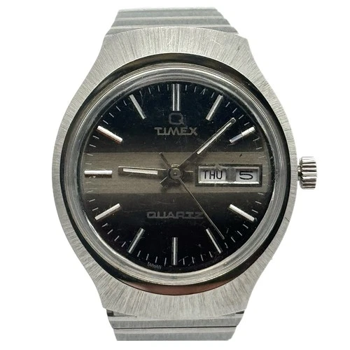 Timex Q Quartz DayDate Vintage Mens Watch Stainless Steel Spares Repair UK Parts