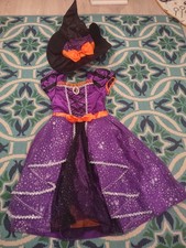 Disney Store Girls Sparkly Minnie Witch Costume  Hat Purple Dress Size 7/8 ec